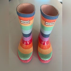 Hunter Kids Classic Rainbow Glitter Boots size 9